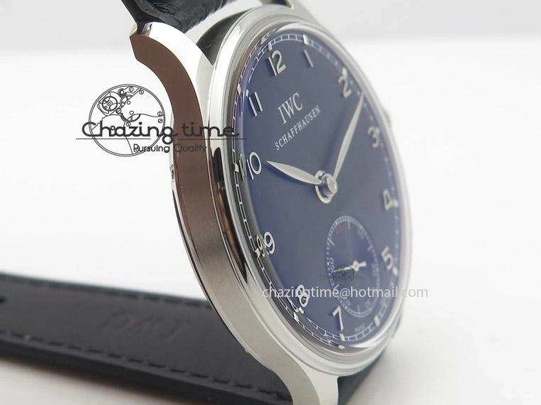 MIROTIME 0121 Portuguese IW545407 Black Dial ZF 1:1 Best Edition On Dark Blue Leather Strap DailyWear 7337